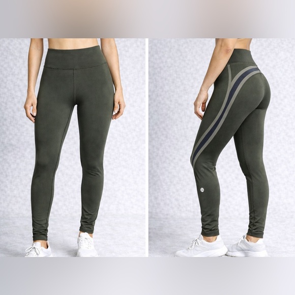 Lululemon High Rise Olive Leggings Size 4 | Sculpting Back Seam & Zip Pocket - Picture 15 of 15